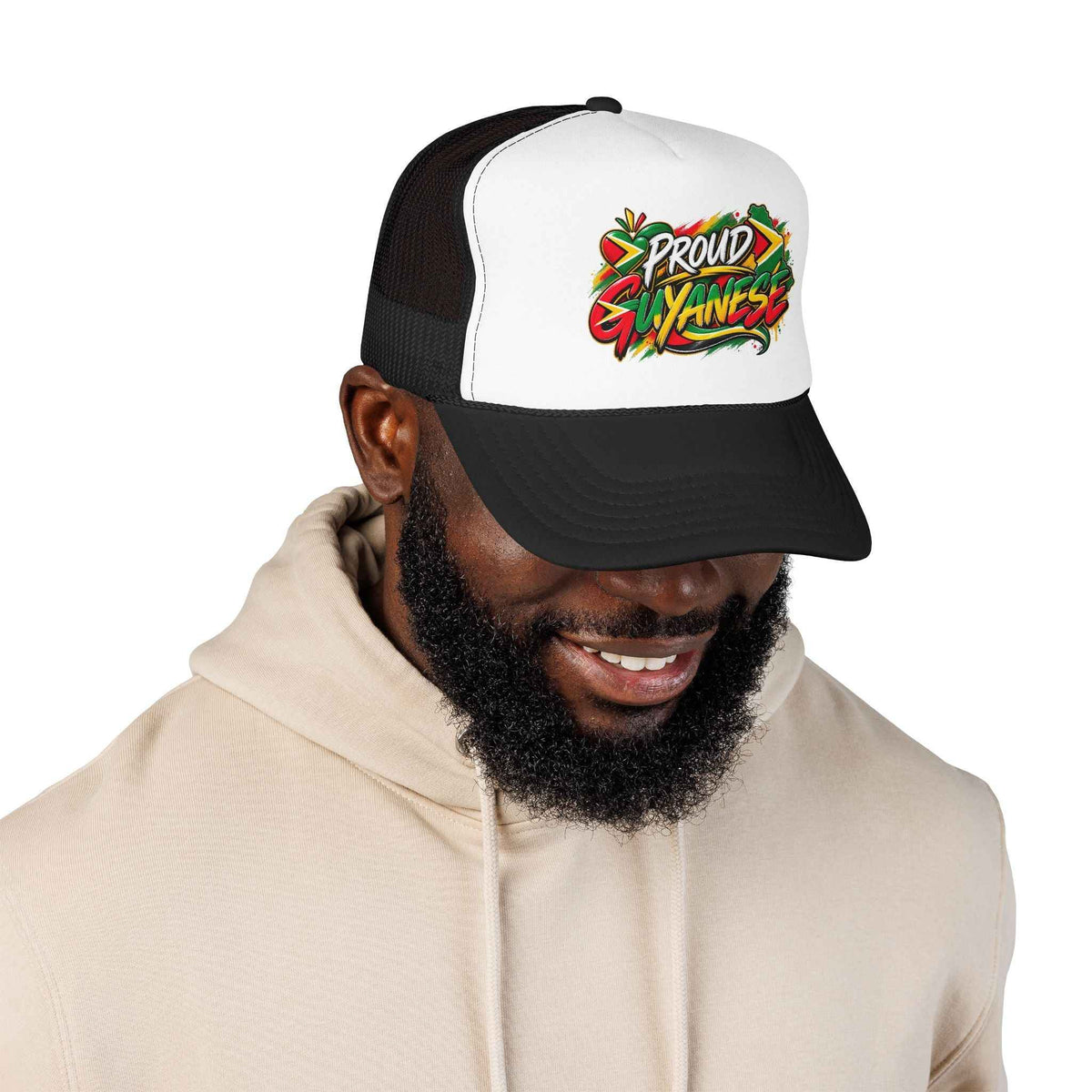 Proud Guyanese Foam Trucker Hat, alternate cap view, reference view 7