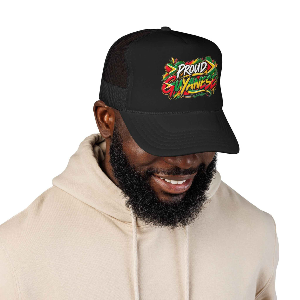 Proud Guyanese Foam Trucker Hat, alternate cap view, reference view 10