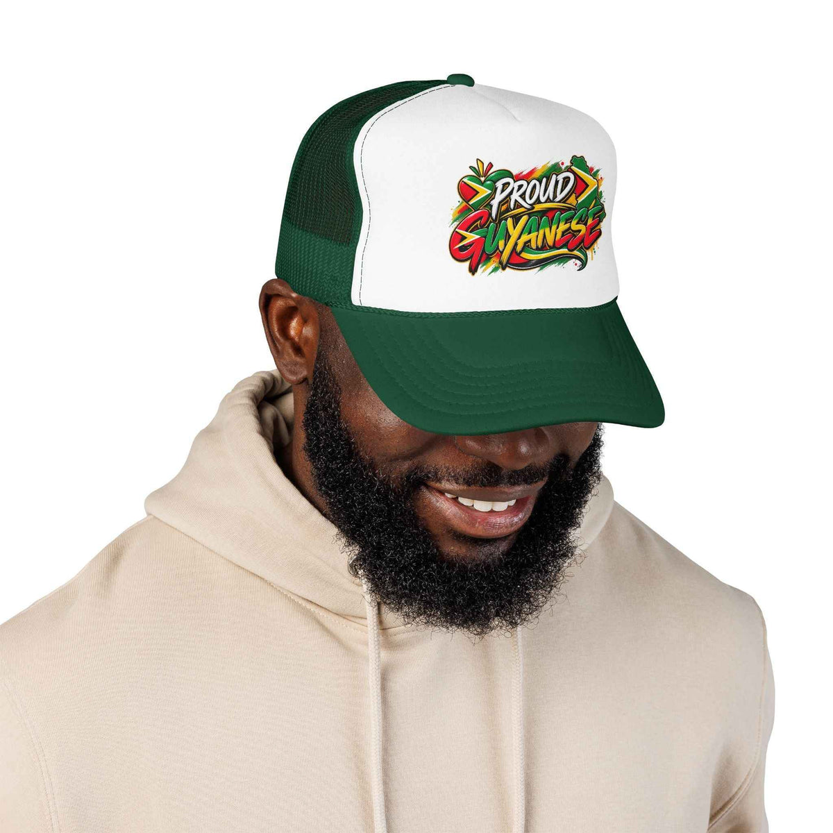 Proud Guyanese Foam Trucker Hat, alternate cap view, reference view 16