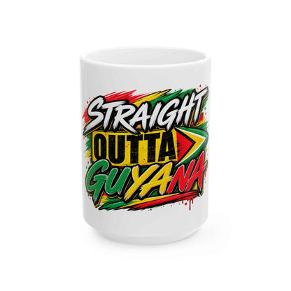 Straight Outta Guyana Ceramic Mug in 15oz, second size front view