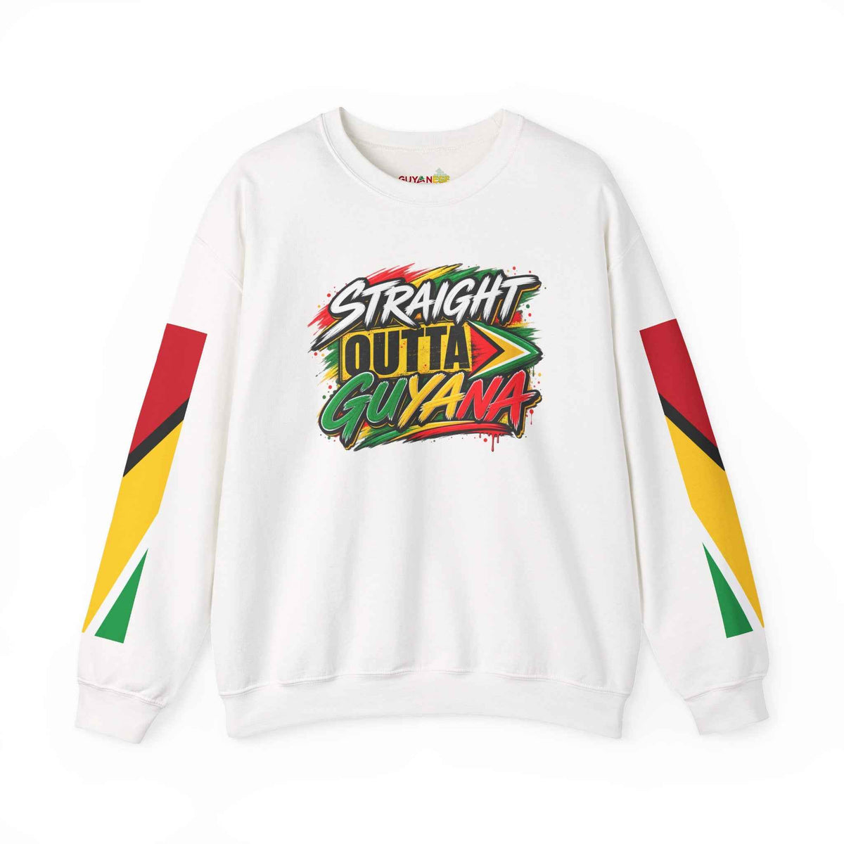 Straight Outta Guyana Crewneck Sweatshirt in White, alternate product view 9