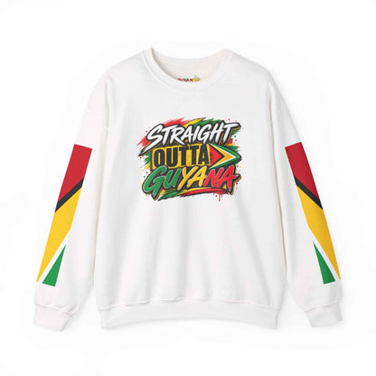 Straight Outta Guyana Crewneck Sweatshirt in White, alternate product view 9