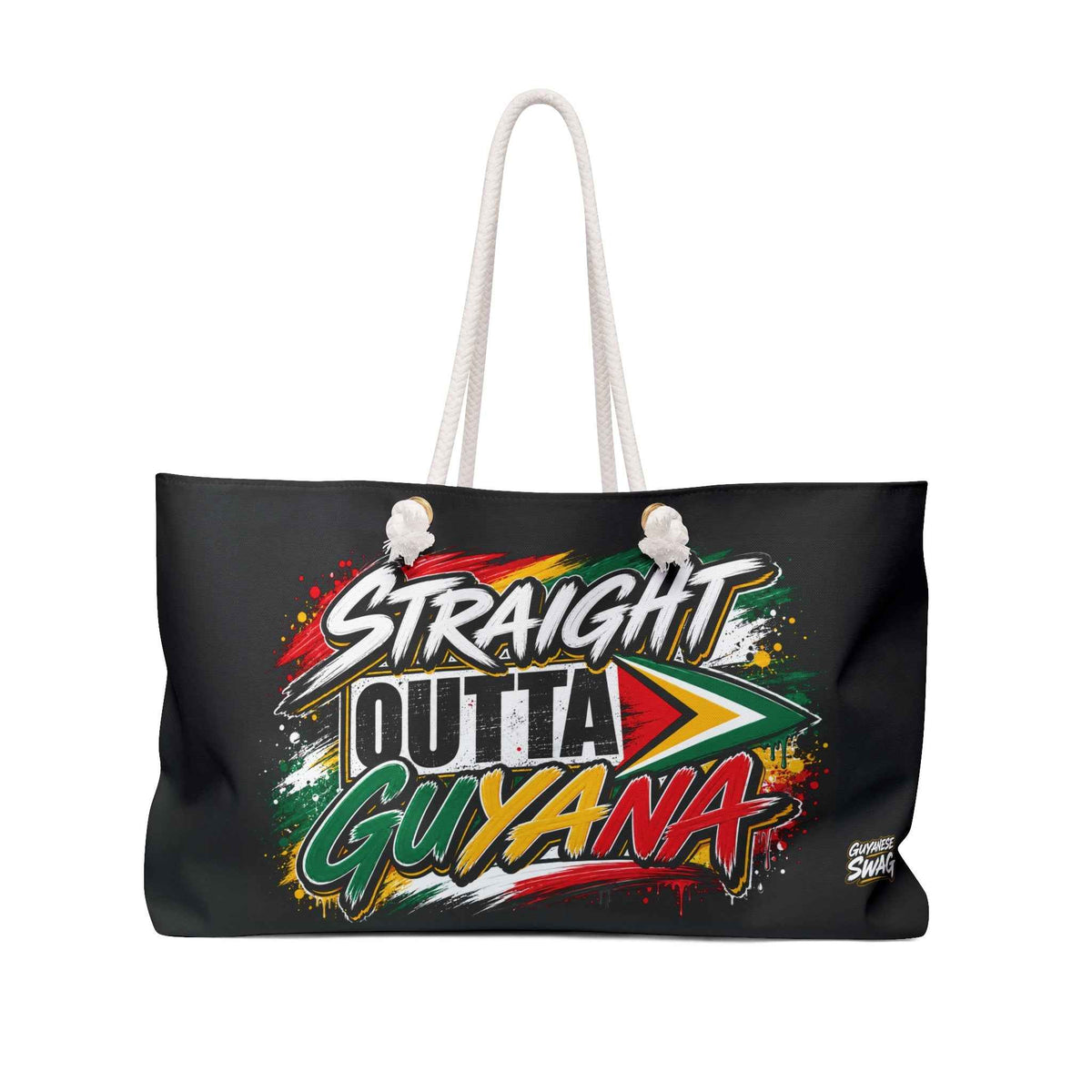 Straight Outta Guyana Weekender Bag in 24" × 13", front product view