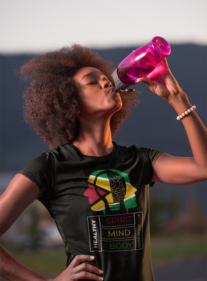 Healthy Spirit Mind Body Guyana Flag Softstyle T-Shirt by Guyanese Swag
