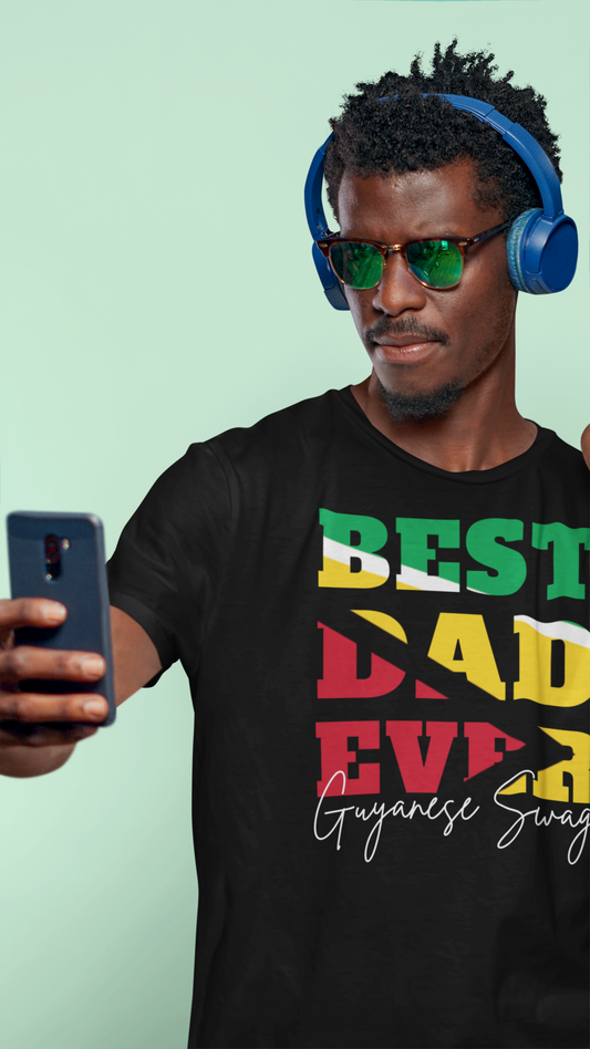 Father's Day Best Dad Ever Men Soft Style Shirt Sleeve T-Shirt by Guyanese Swag