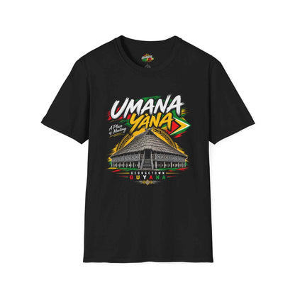 Umana Yana Guyana Unisex T-Shirt in Black, front product view