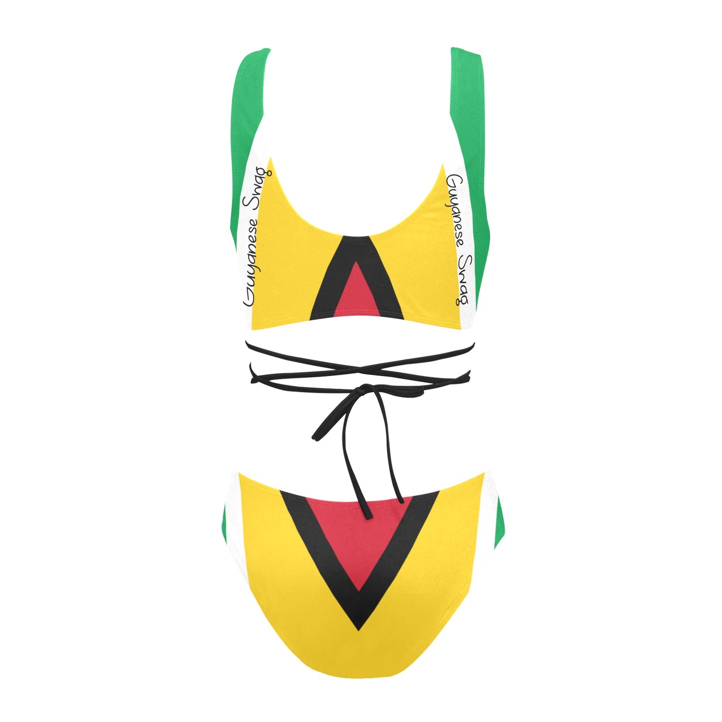 Guyana Flag Cross String Bikini Set by Guyanese Swag - Stylish Swimwear.