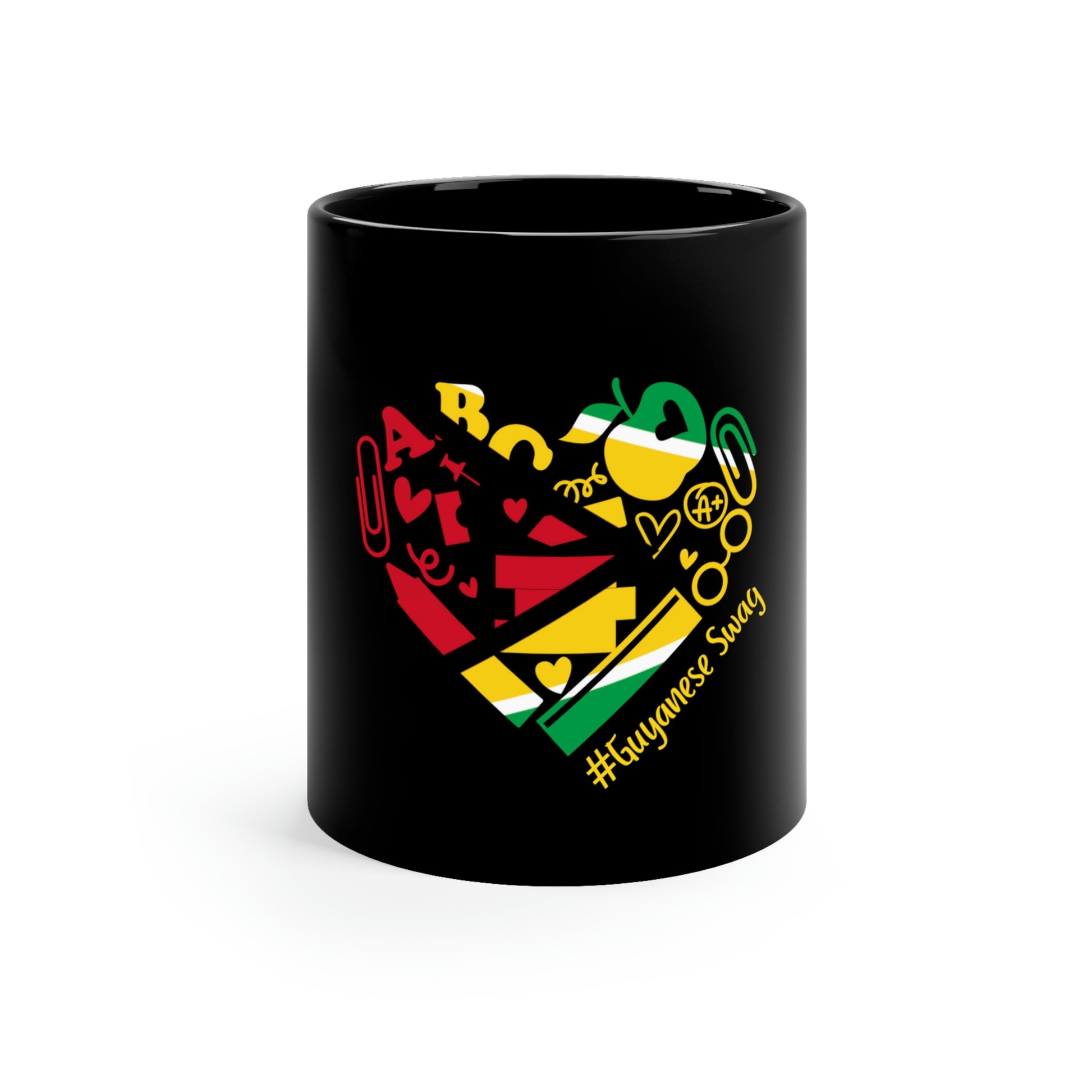 Guyanese Swag Heart of Education Mug 11oz Black Mug.