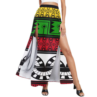 Akawaio Slit Long Beach Skirt by Guyanese Swag - Women's Chiffon Summer Skirt.
