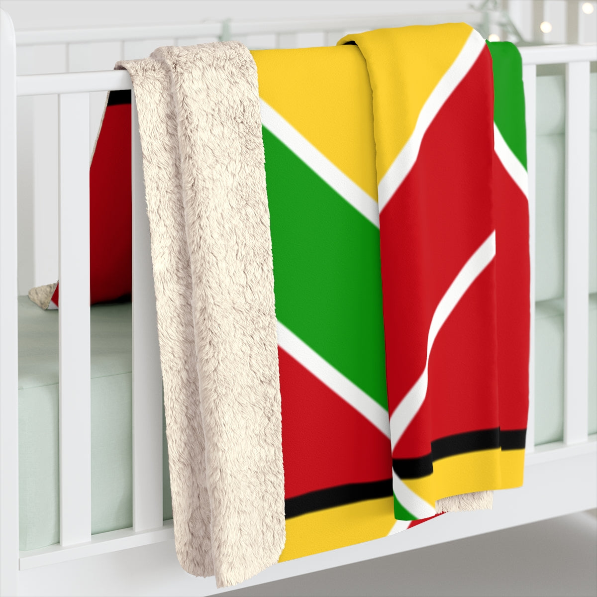 Guyanese Swag™ Ice Gold & Green Sherpa Fleece Blanket.