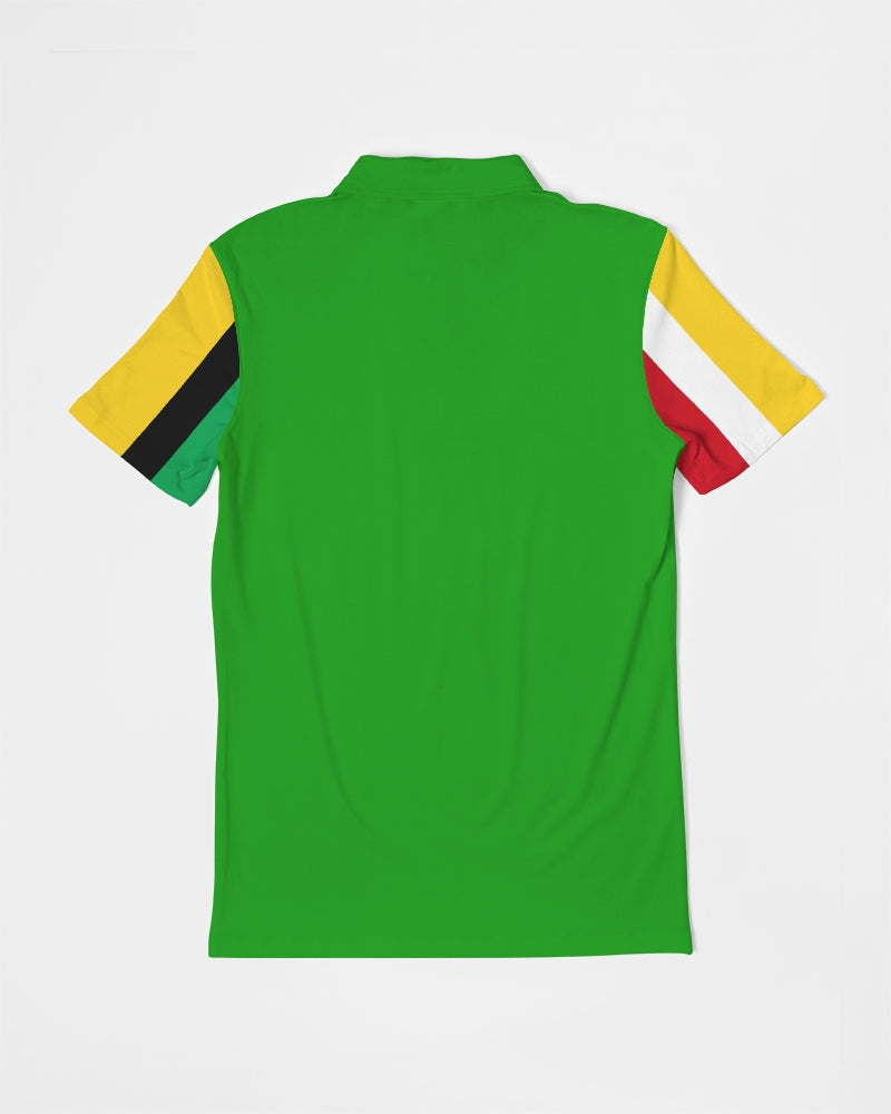 Green Guyanese Swag™ Men's Slim Fit Short Sleeve Polo.