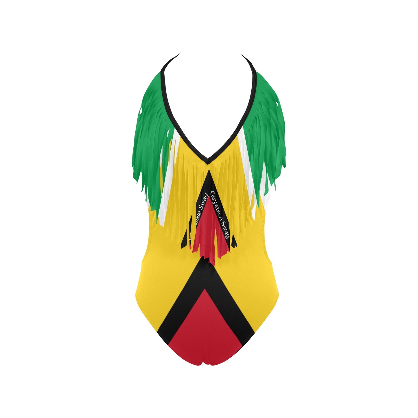 Trendy Guyana Flag Women's Fringe One Piece Swimsuit - Perfect for Beach Vacations