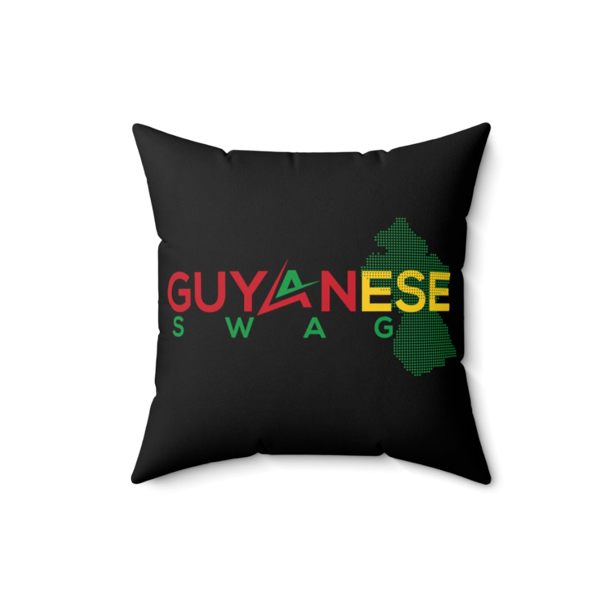 Official Guyanese Swag Guyana Map Spun Polyester Square Pillow.