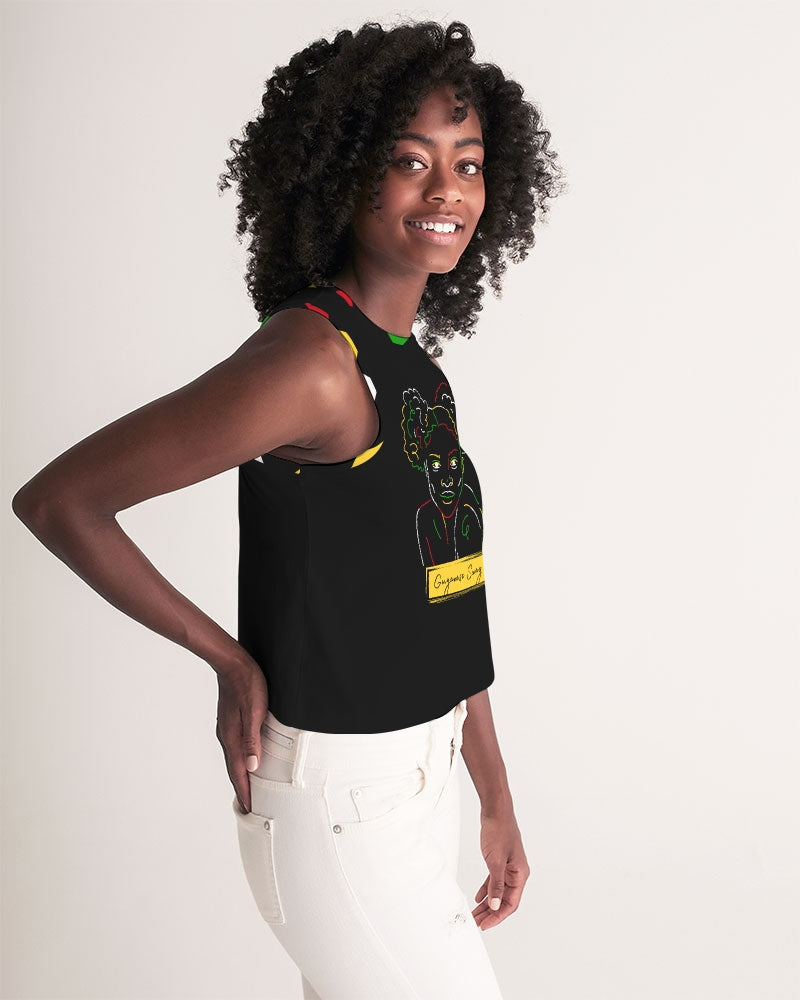 Guyanese Swag Natural Girl Ice Gold Green Women's Cropped Tank