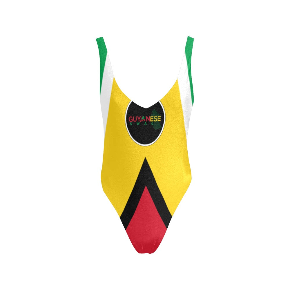 Guyanese Flag Women's Halter Swimsuit | Backless Design | Quick-Dry Fabric