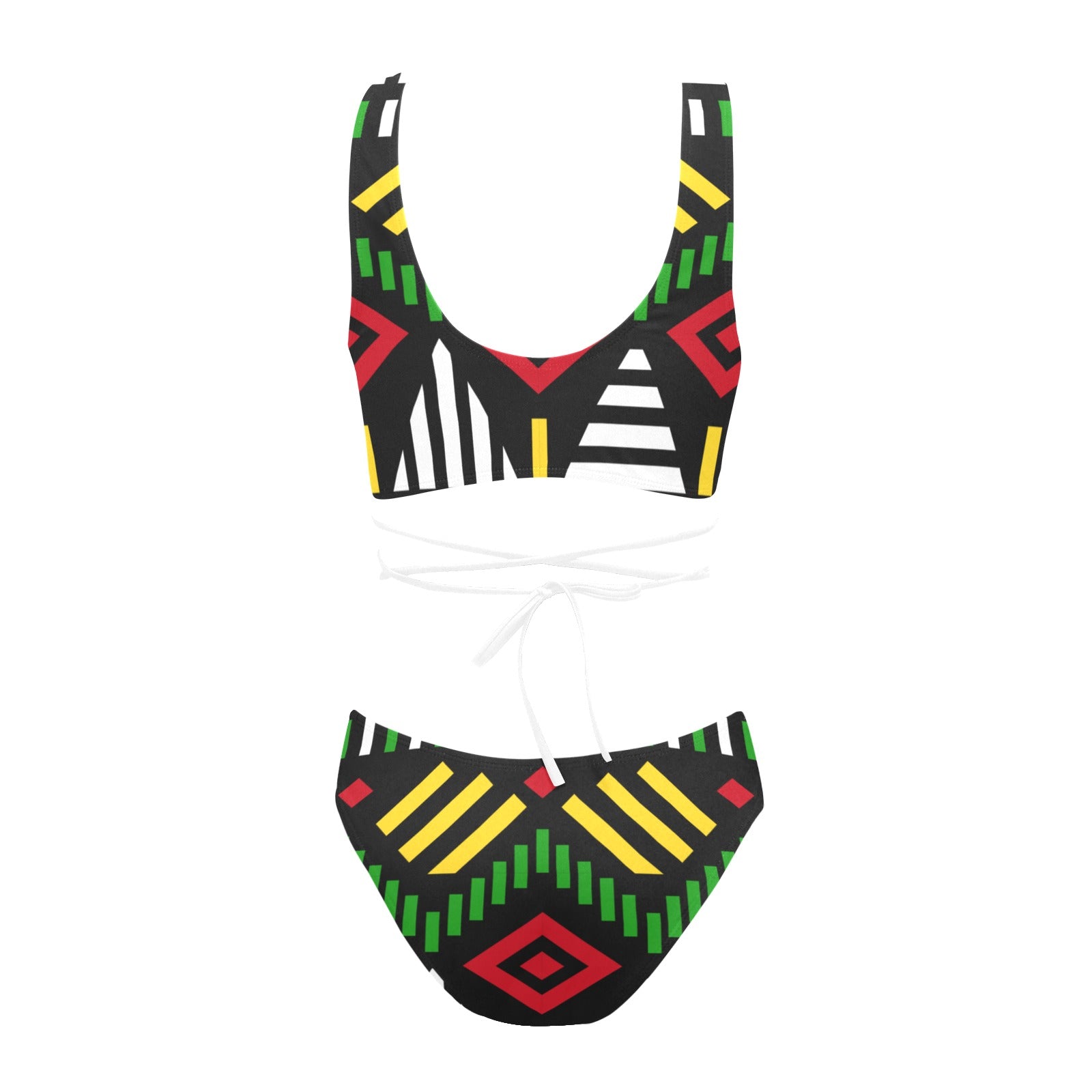 Ice Gold Green Cross String Bikini Set by Guyanese Swag - Stylish Swimwear for Women