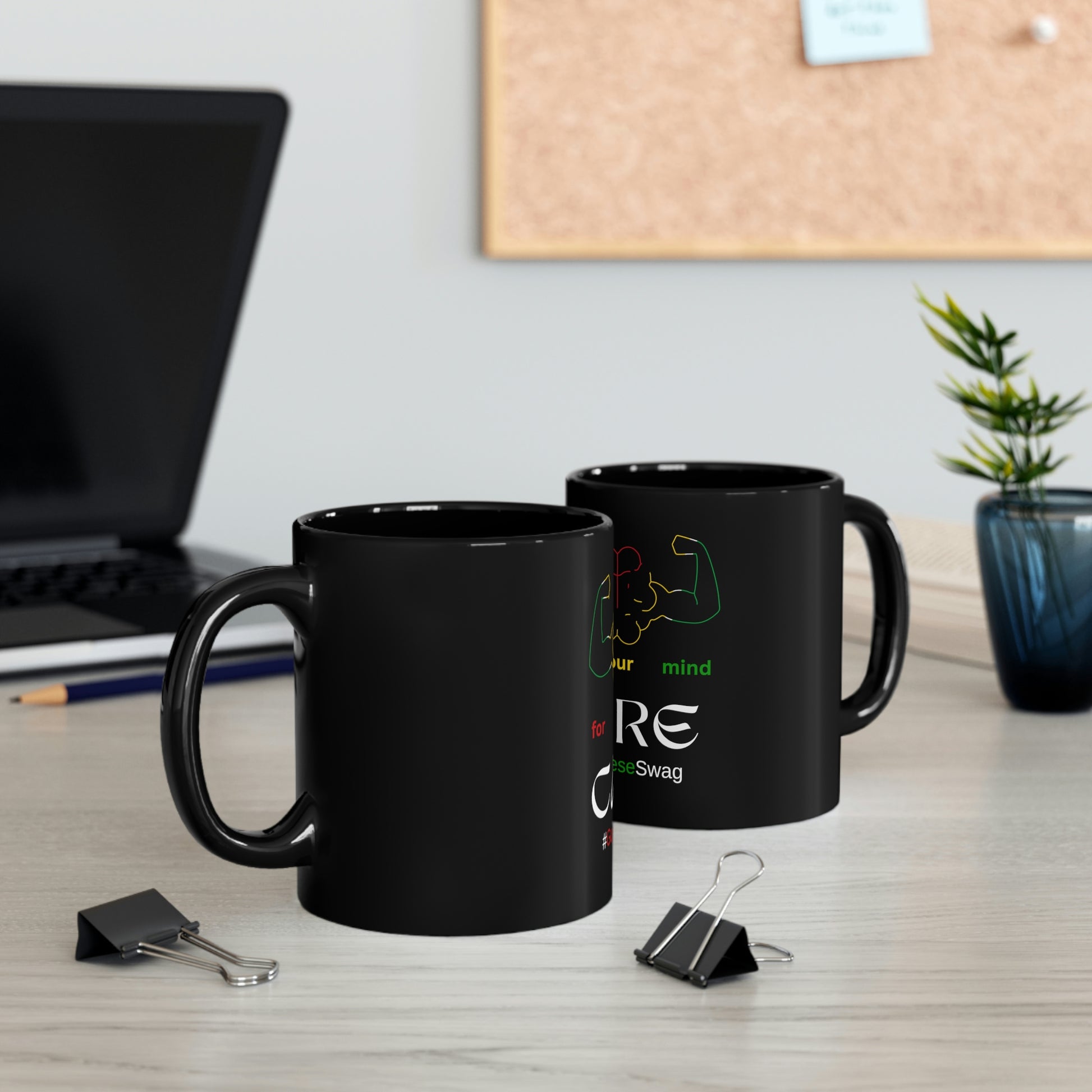 "Care For Your Mind" 11oz Black Mug by Guyanese Swag.