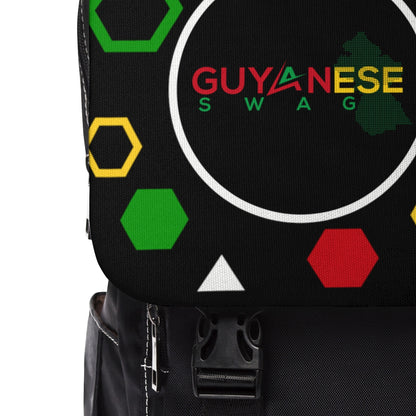 Guyanese Swag Artistic Ice Gold Green Unisex Casual Shoulder Backpack.