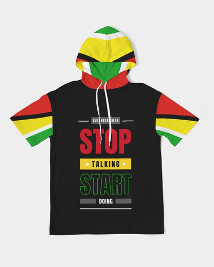 Guyanese Swag™ Stop Talking And Start Doing Men's Premium Heavyweight Short Sleeve Hoodie