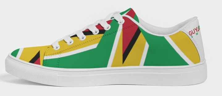 Abstract Guyana Flag Women's Faux-Leather Sneaker.