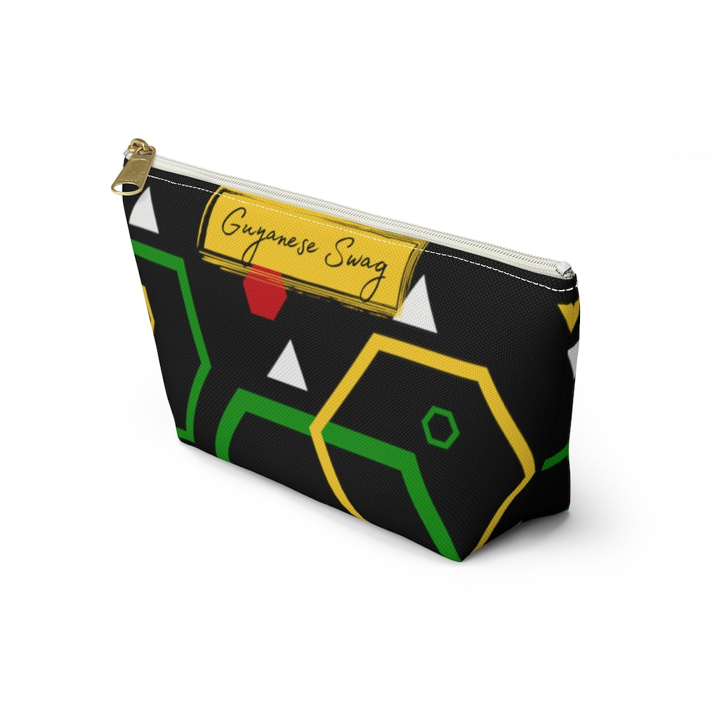 Guyanese Swag Ice Gold Green Accessory Pouch w T-bottom.