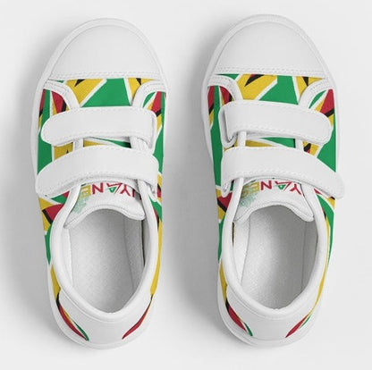Guyana Flag Artistic Kids Velcro Sneaker - Durable & Comfy