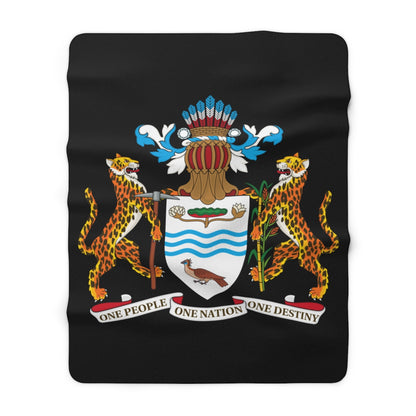 Guyana Coat of Arms Sherpa Fleece Blanket (Black).