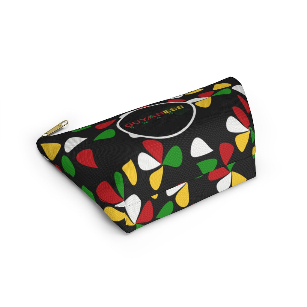 Guyanese Swag Ice Gold Green Floral Accessory Pouch w T-bottom.