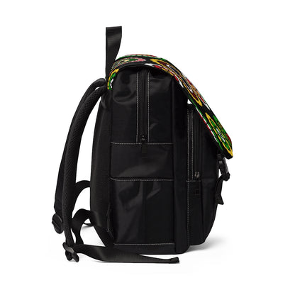Guyanese Swag Floral Ice Gold Green Unisex Casual Shoulder Backpack.