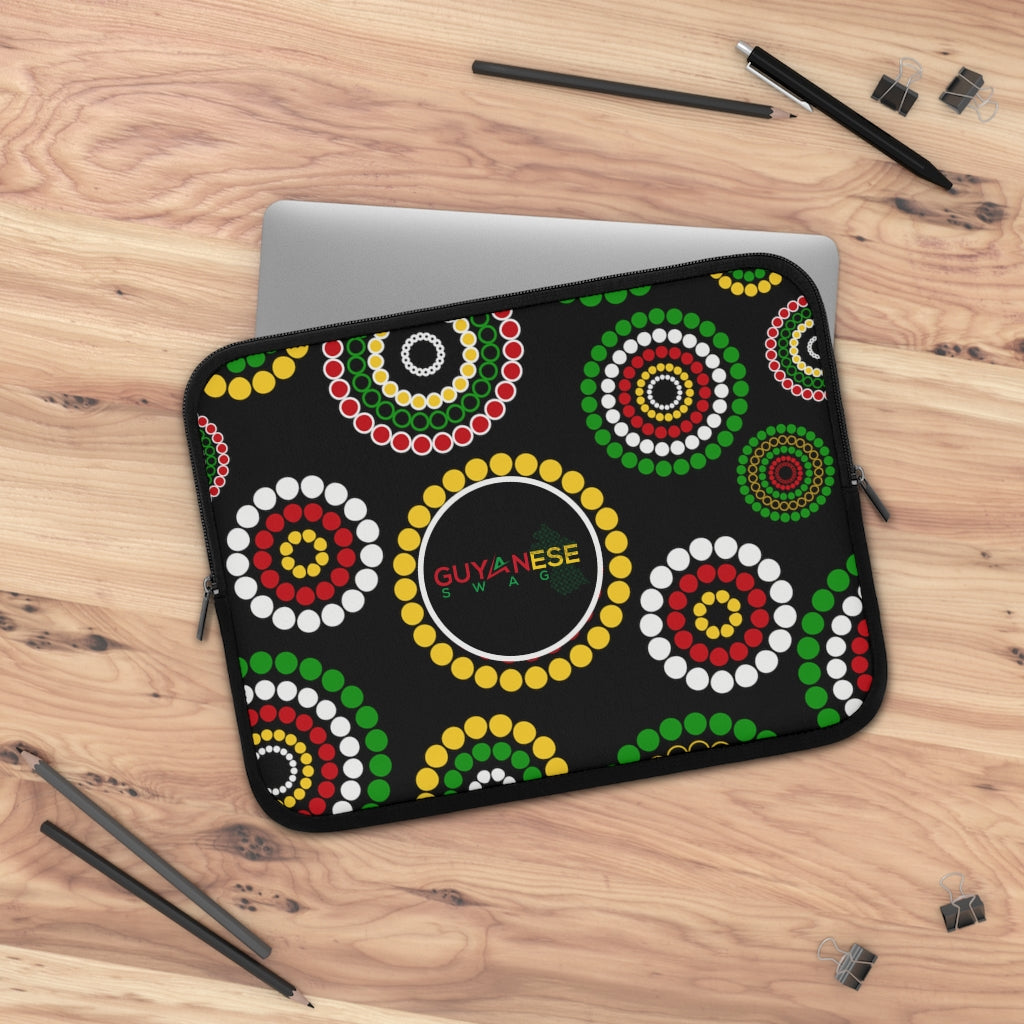 Guyanese Swag Ice Gold Green Floral Laptop Sleeve.