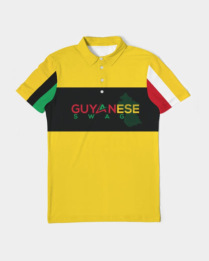 Gold Guyanese Swag™ Men's Slim Fit Short Sleeve Polo.