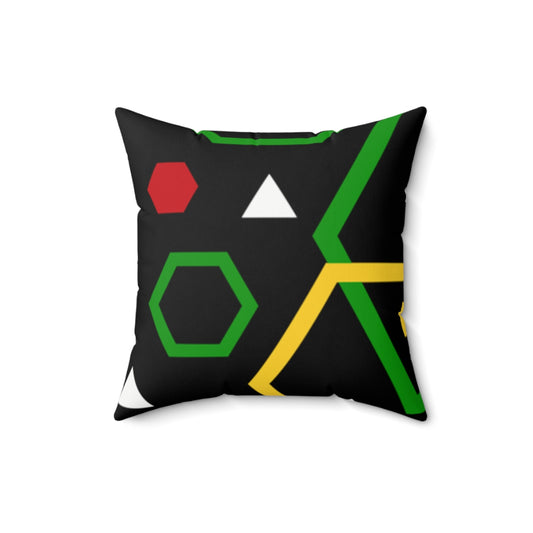 Guyanese Swag Abstract Art Ice Gold Green Spun Polyester Square Pillow.