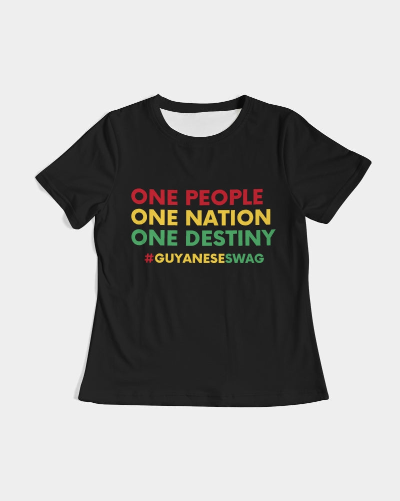 Guyanese Motto "One People One Nation One Destiny" Women's Tee - Black