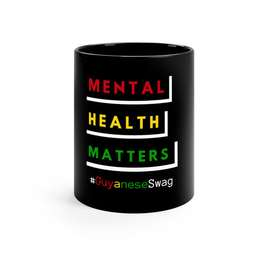 11oz "Mental Health Matters" Black Mug by Guyanese Swag