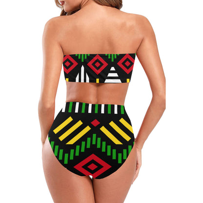 Ice Gold & Green Chest Wrap Bikini Swimsuit – Stylish and Confident Beachwear for Women