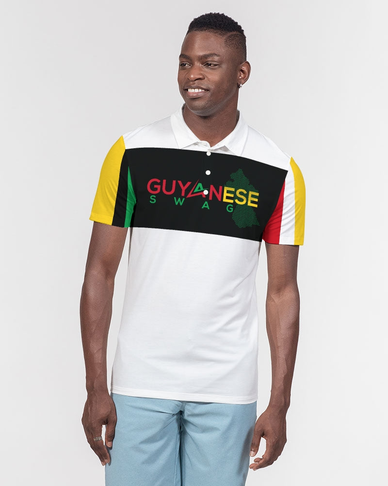 White Guyanese Swag™ Men's Slim Fit Short Sleeve Polo.