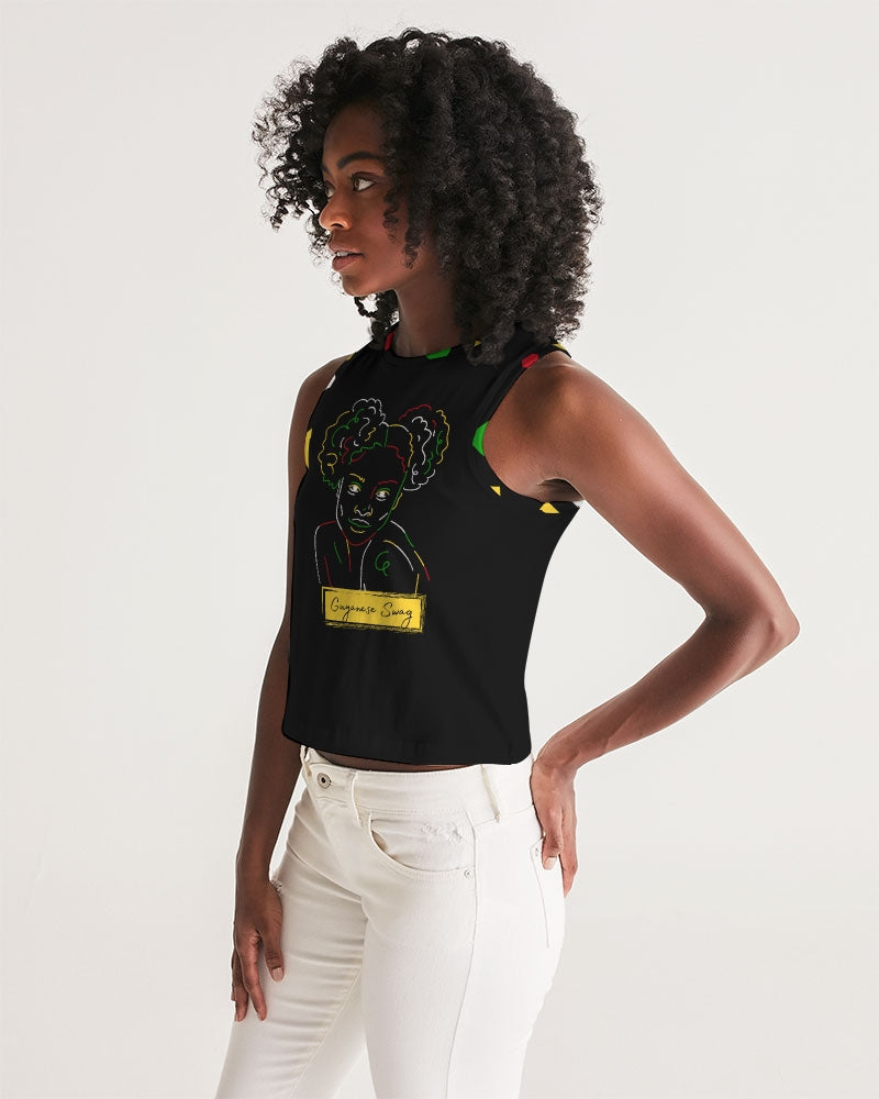 Guyanese Swag Natural Girl Ice Gold Green Women's Cropped Tank