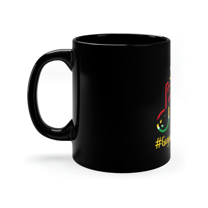Guyanese Swag Music Education 11oz Black Mug with Guyana Flag.