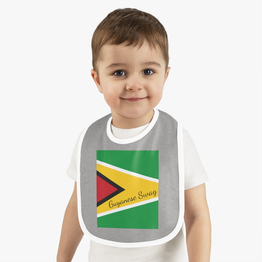 Guyana Flag Baby Contrast Trim Jersey Bib.