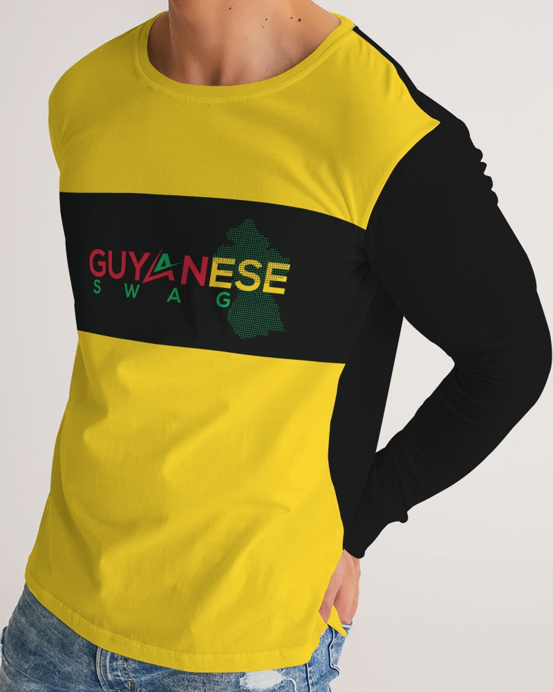 Gold and Black Guyanese Swag Men's Long Sleeve Tee
