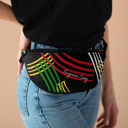 Guyanese Swag Ice Gold Green Stripe Fanny Pack