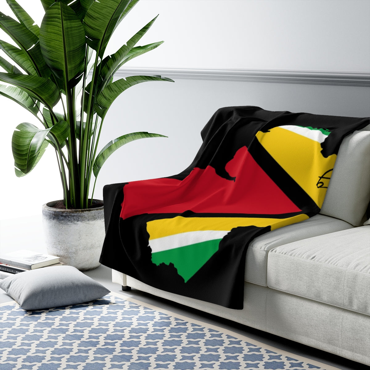 Guyana Flag Guyana Map Sherpa Fleece Blanket.