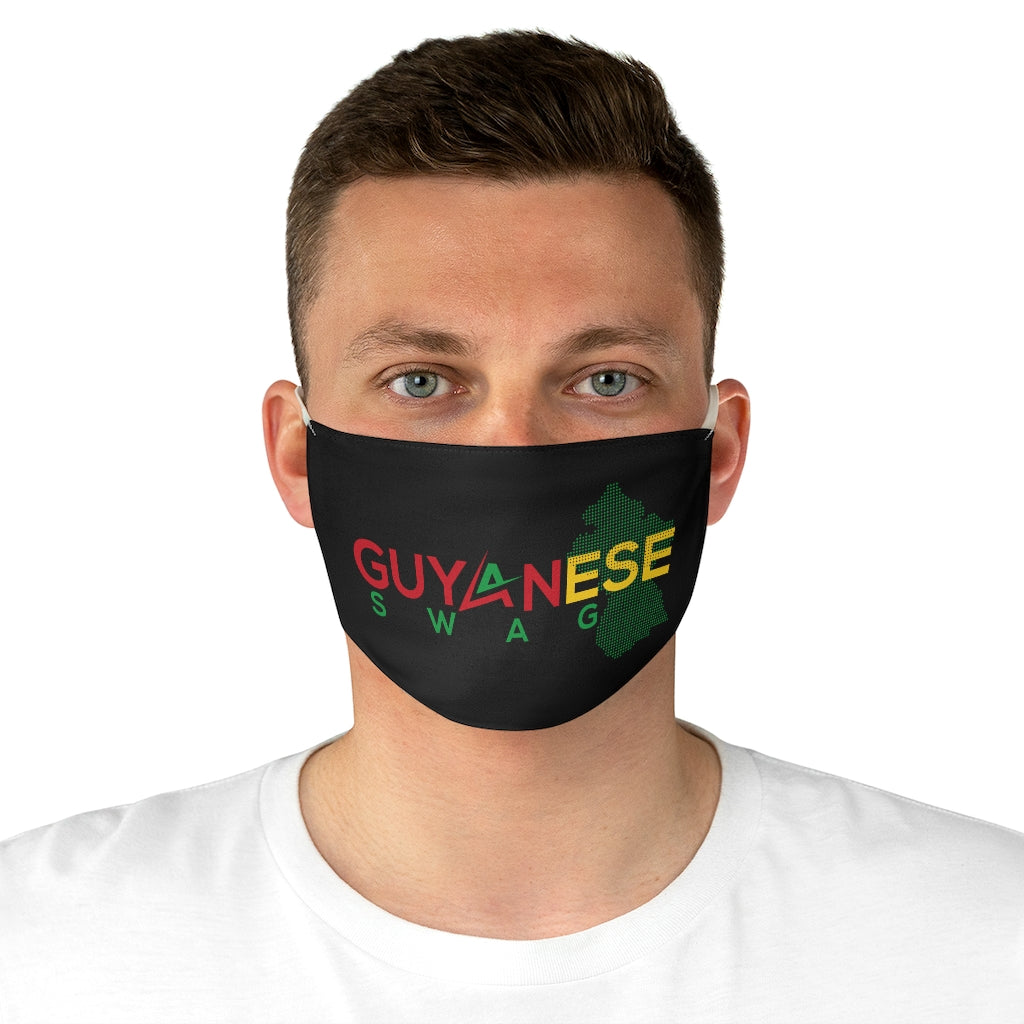 Guyanese Swag Guyana Map Fabric Face Mask (Black).