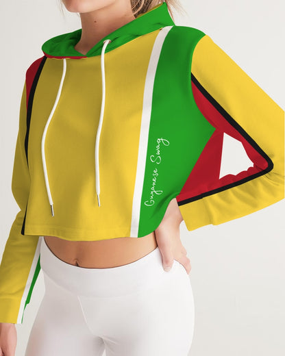 Guyanese Swag Ice Gold Green Women's Cropped Hoodie