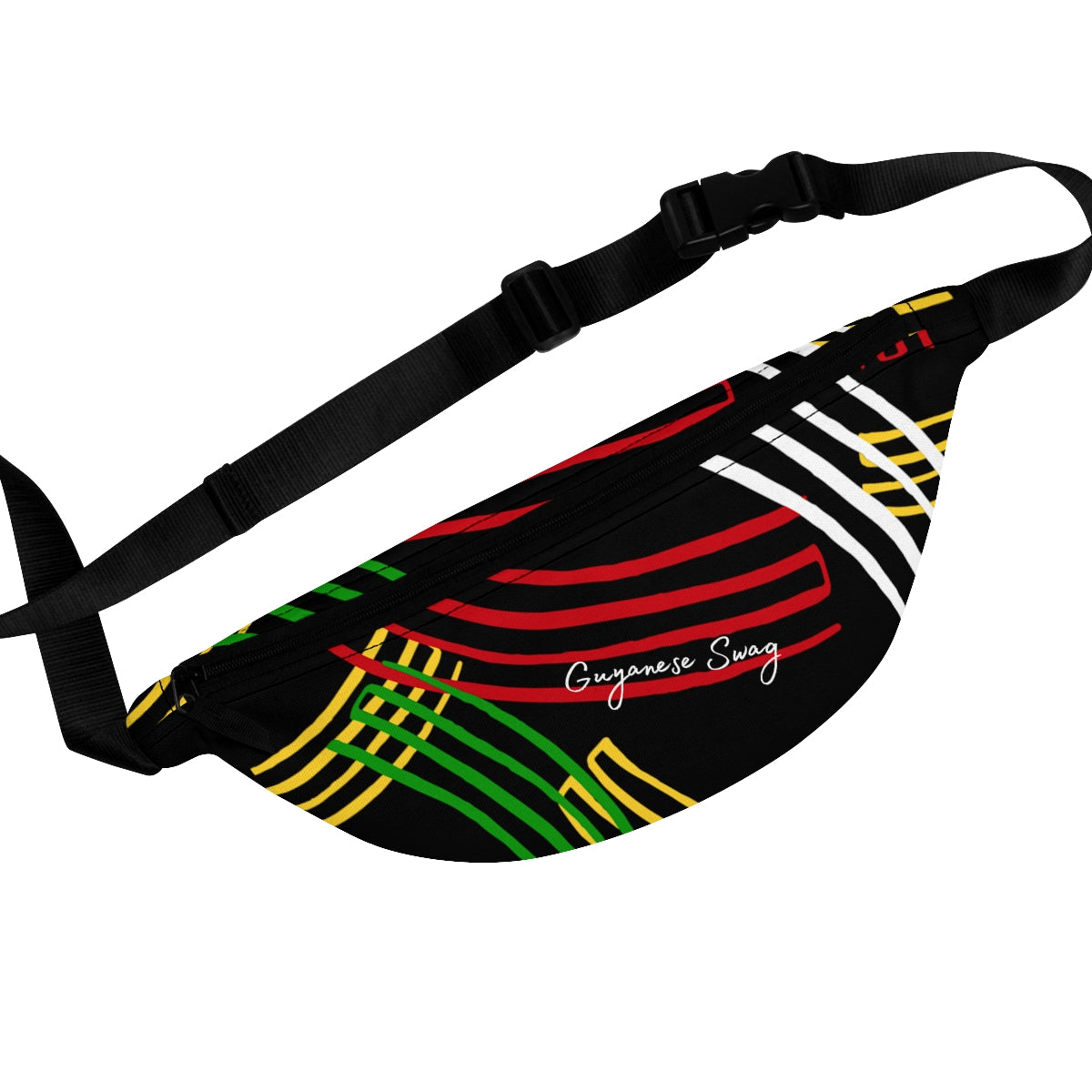 Guyanese Swag Ice Gold Green Stripe Fanny Pack.