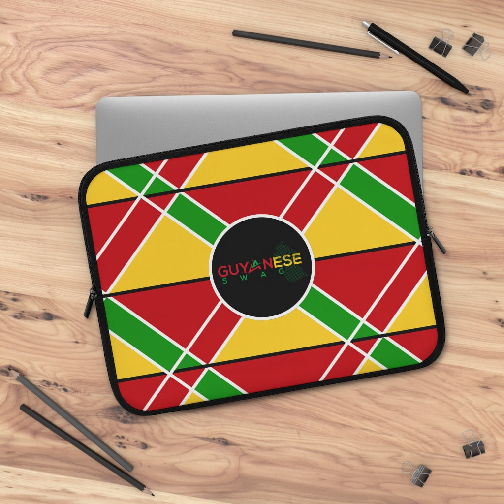 Guyanese Swag Abstract Ice Gold Green Laptop Sleeve.