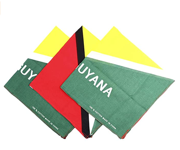 Guyana Flag Face Bandana Handkerchiefs 100% Cotton Print Multipurpose Head Wrap Scarf.