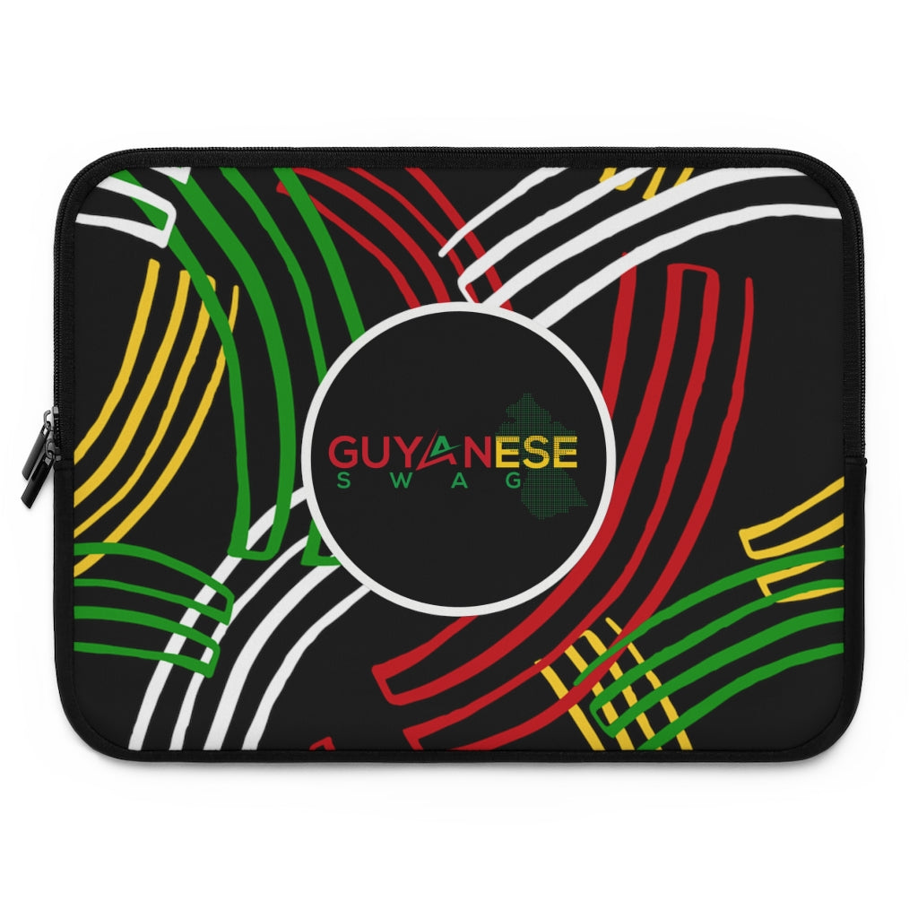 Guyanese Swag Ice Gold Green Stipe Laptop Sleeve.