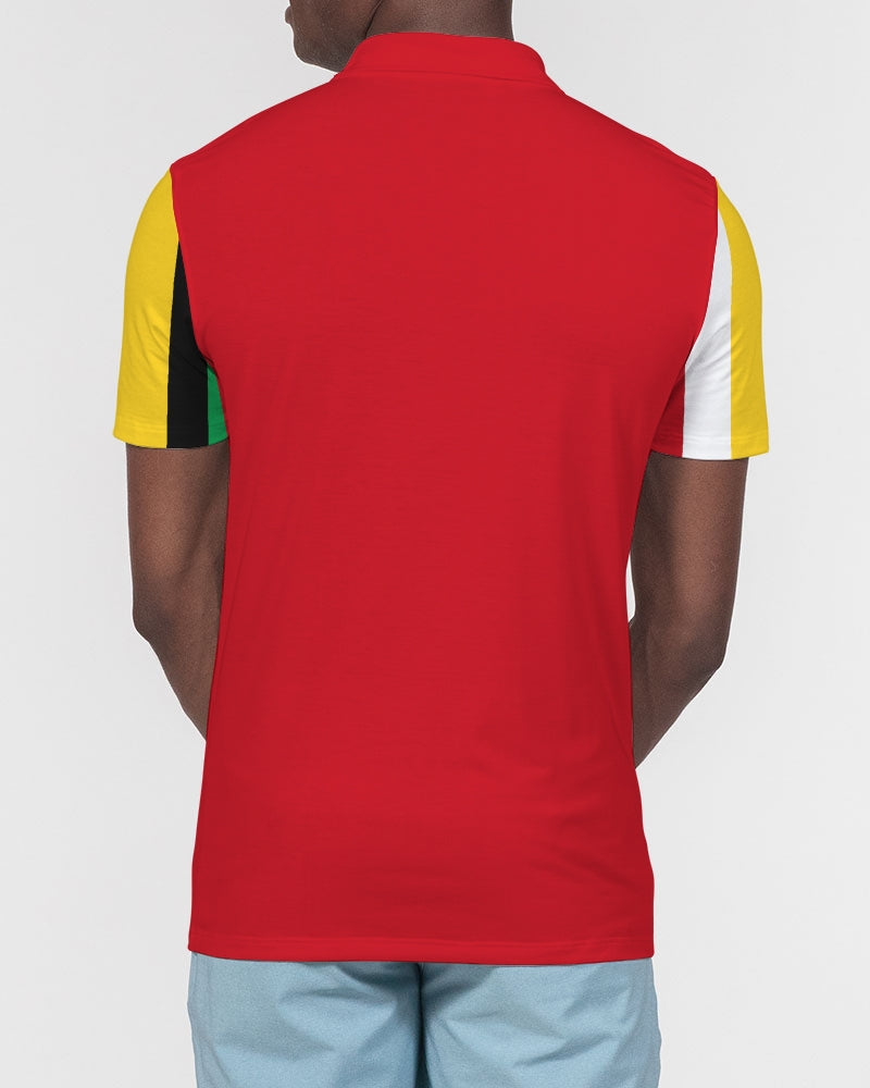 Red Guyanese Swag™ Men's Slim Fit Short Sleeve Polo.