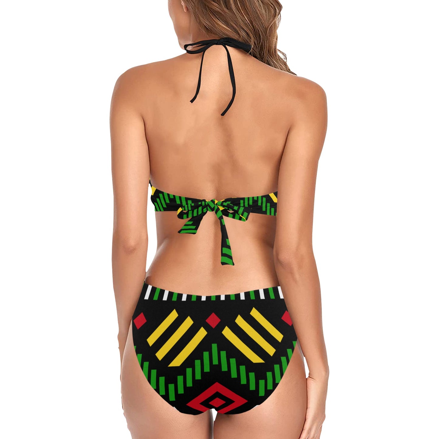 Ice Gold & Green Fringe One Piece Swimsuit for Women